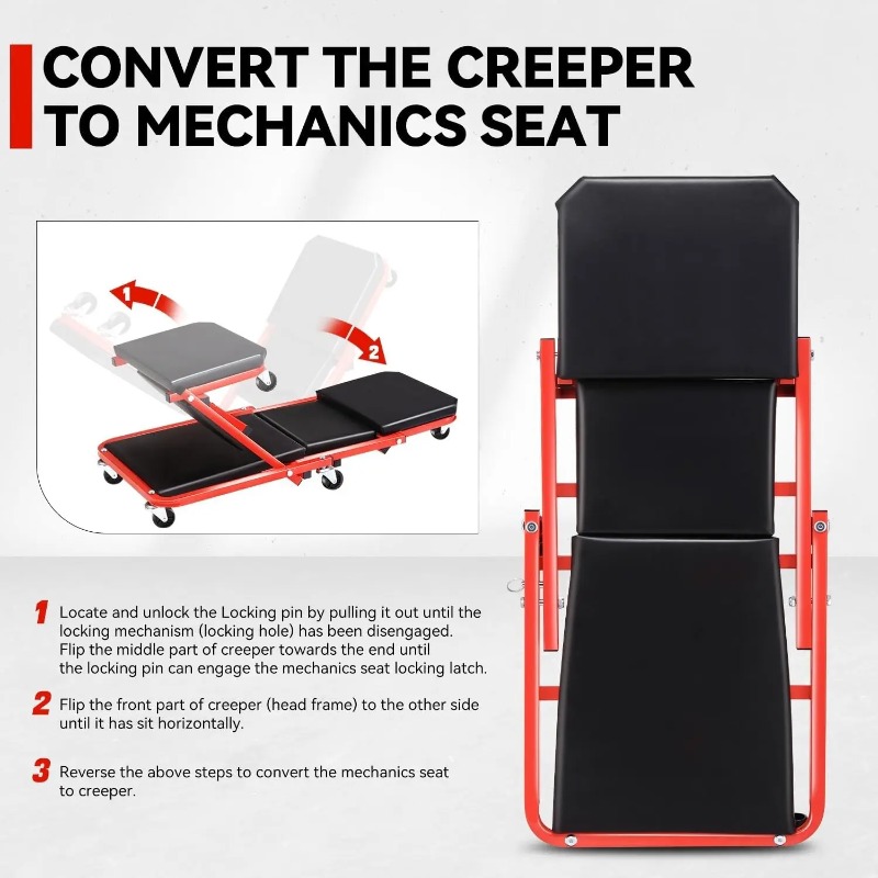Creeper plegable Z 2 en 1, asi - Garage Creeper Roller reseña y precio