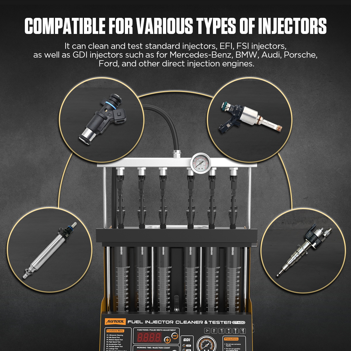 AUTOOL CT400 GDI EFI FEI - Máq - Fuel Injector Tester reseña y precio